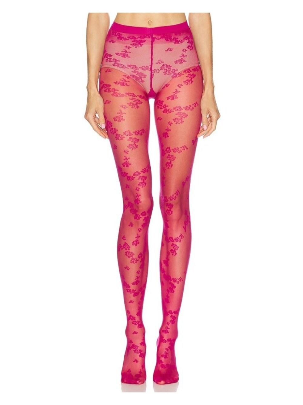 Wolford Floret Tights in Ruby Red